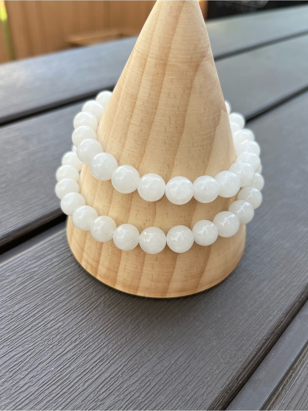 BW0N02 Certified Untreated Natural 10mm Nephrite White Jade Beads Necklace